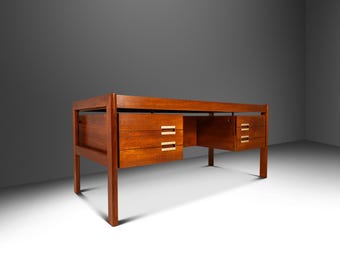 RESERVED - Danish Mid-Century Modern "Floating" Executive Desk in Teak by Dyrlund, Denmark, c. 1960s