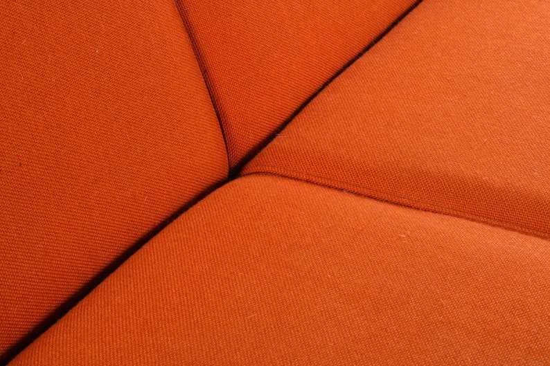 Three Seat Sofa / Bench in Original Orange Upholstery on a Chrome Base After Florence Knoll, c. 1960s image 7