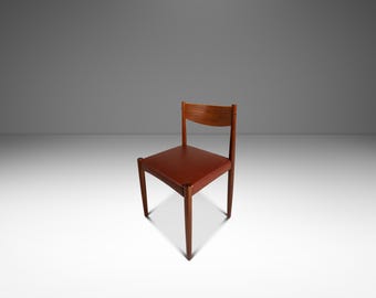 Mid-Century Danish Modern Side / Dining Chair in Teak & Leather by Poul Volther for Frem Røjle, Denmark, c. 1970s