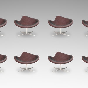 Set of Eight (8) Postmodern Swivel-Base "K2" Magenta Chairs by Busk & Hertzog for Hightower, USA, c. 2000's