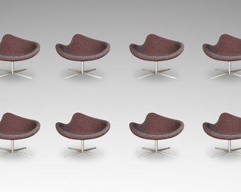 Set of Eight (8) Postmodern Swivel-Base "K2" Magenta Chairs by Busk & Hertzog for Hightower, USA, c. 2000's