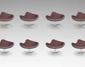 Set of Eight (8) Postmodern Swivel-Base "K2" Magenta Chairs by Busk & Hertzog for Hightower, USA, c. 2000's