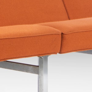 Three Seat Sofa / Bench in Original Orange Upholstery on a Chrome Base After Florence Knoll, c. 1960s image 5