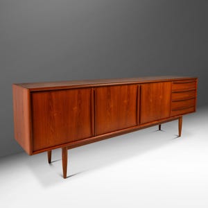 Expansive 8ft Danish Mid-Century Modern Credenza in Teak by Svend A. Madsen for Falster Møbelfabrik, Denmark, c. 1960s