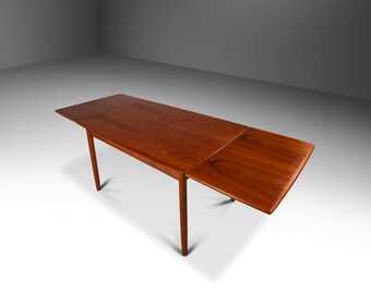 Danish Modern Expansion Dining Table in Teak w/ Stow-In-Table Leaves, Denmark, c. 1960s