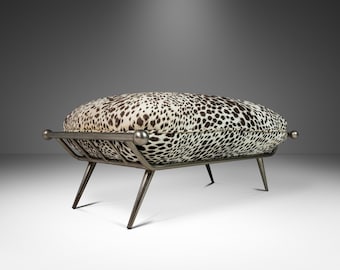 Mid-Century Modern Ottoman/Bench in Animal Print by Milo Baughman for Carson's, USA, c. 1980's