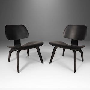 Reimagined Set of Two (2) Ebonized Herman Miller LCW Lounge Chairs by Charles & Ray Eames, USA, c. 1960&#39;s