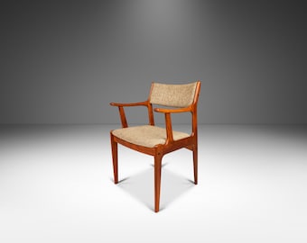 Danish Mid-Century Modern Arm Chair in Solid Teak & Original Fabric by D-Scan, c. 1970's