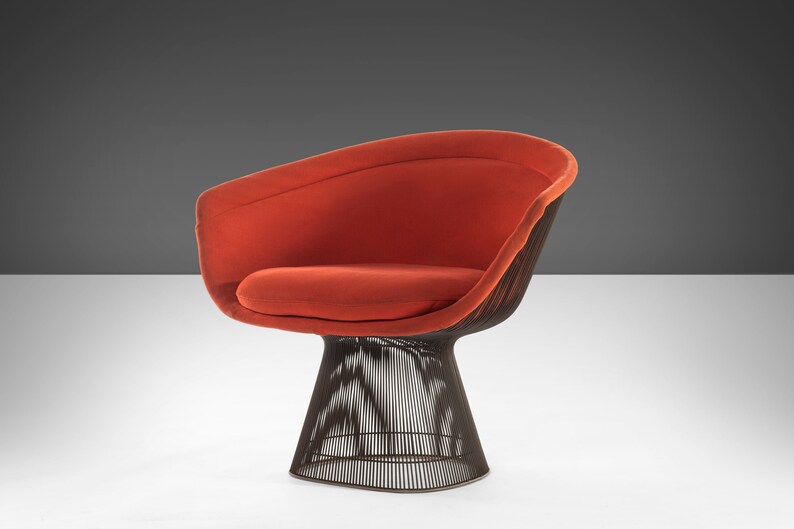 Set of Two 2 Lounge Chairs by Warren Platner for Knoll in Original Red Knoll Fabric, c. 1966 image 4