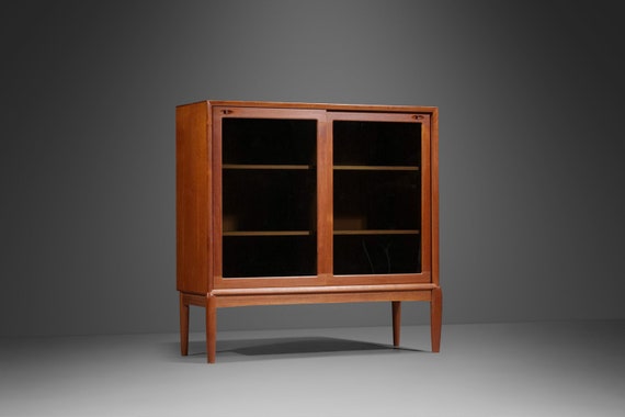 Mid century cabinet with glass doors deals