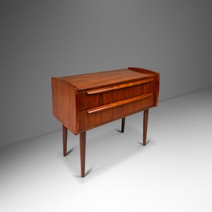 Petite Danish Mid-Century Modern 2-Drawer Side / Accent Table in Teak, Denmark, c. 1960&#39;s