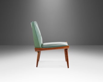 Buy Mid Century Modern Slipper Chair in Walnut Original Green