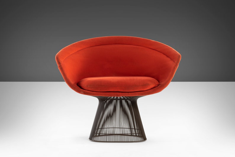 Set of Two 2 Lounge Chairs by Warren Platner for Knoll in Original Red Knoll Fabric, c. 1966 image 3
