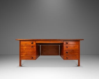 Rare Restored Substantial Mid-Century Modern Executive Desk in Walnut by Edward Wormley for Dunbar, USA, c. 1950s