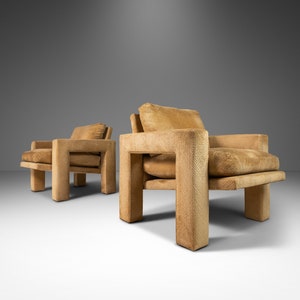 Set of Two ( 2 ) Mid-Century Modern Parsons Club Chairs in the Manner of Milo Baughman, USA, c. 1970&#39;s