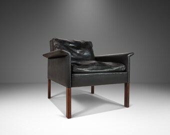 Model 500 Lounge Chair in Rosewood & Aged Black Leather by Hans Olsen for CS Møbler, Denmark, c. 1960's