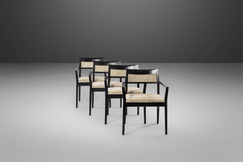 Set of Four 4 Krusin Armchairs in Ebonized Oak by Marc Krusin for Knoll, USA, c. 2000's image 1