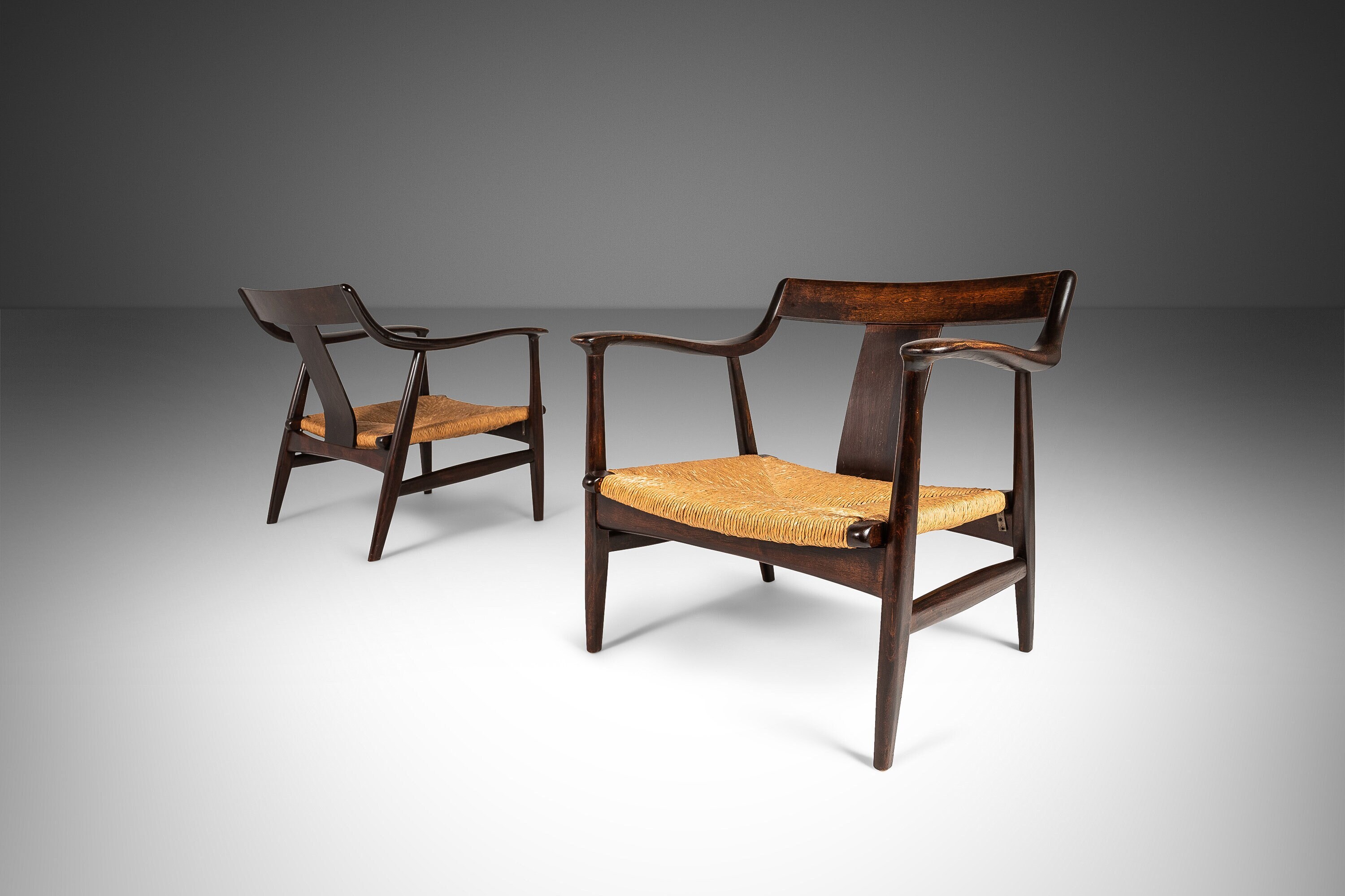 Set of Two (2) Mid Century Modern Low Profile Lounge Chairs