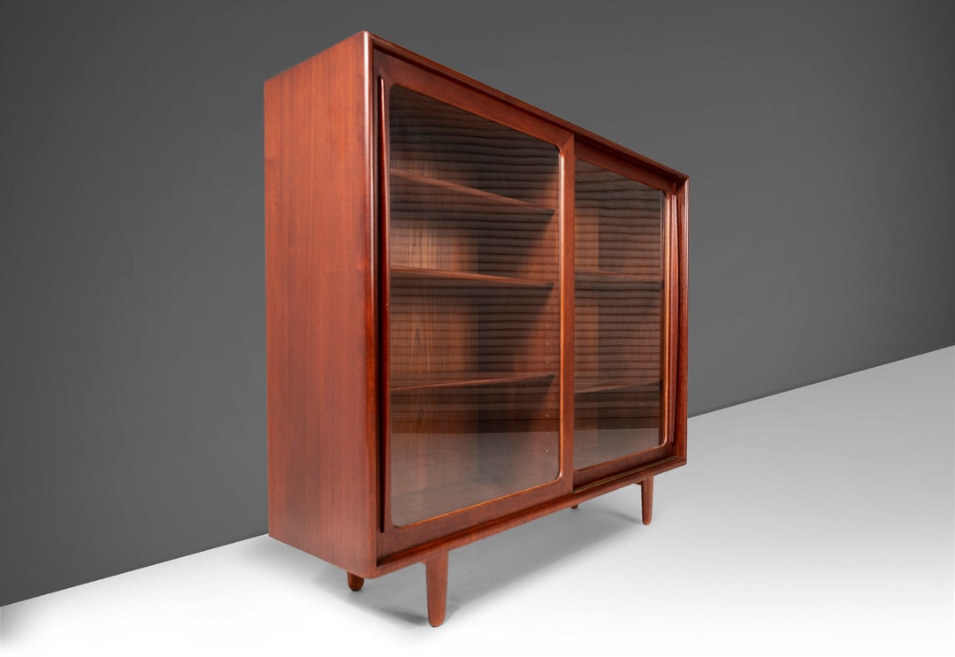 Danish Modern Glass Front Bookcase / Display Cabinet by Harry