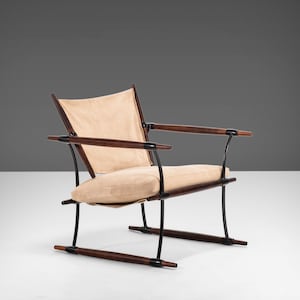 Stokke Lounge Chair by Jens H. Quistgaard for Nissen Langaa Restored in Suede Leather on a Rosewood Frame, Denmark