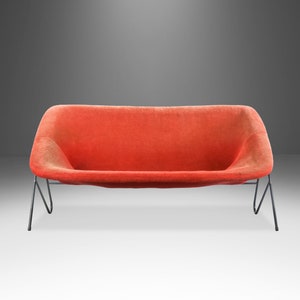 Vintage Italian Modern Sling Sofa with Iron Frame and Original Red Upholstery, Italy, c.1970's image 5