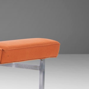 Three Seat Sofa / Bench in Original Orange Upholstery on a Chrome Base After Florence Knoll, c. 1960s image 4