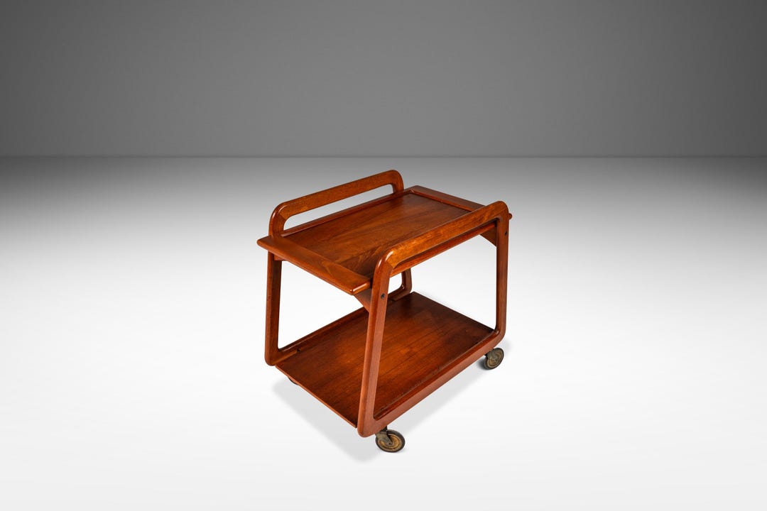 Danish Mid-century Modern Petite Tea Trolley / Bar Cart in Solid Teak ...