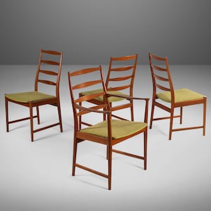 Set of 4 Mid Century Danish Modern Contoured Ladder Back Dining Chairs in Teak by Torbjorn Afdal for Vamo