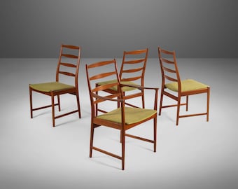 Set of 4 Mid Century Danish Modern Contoured Ladder Back Dining Chairs in Teak by Torbjorn Afdal for Vamo