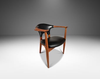 Angular Danish Mid Century Modern Armchair in Solid Walnut, Denmark, c. 1960's