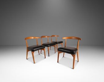 Rare Set of Four (4) Mid-Century Modern Dining Chairs in Oak by Lawrence Peabody for Richardson Nemschoff, USA, c. 1950s