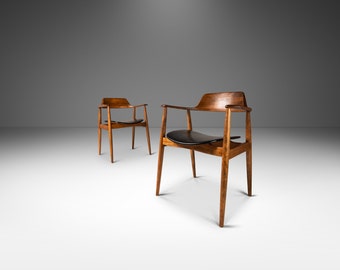 Set of Two (2) Model 411 Armchairs in Solid Beech by Hartmut Lohmeyer for Wilkahn, Germany, c. 1950's