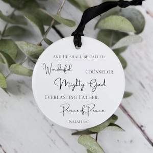 Christian Christmas Ornament Isaiah 9:6 Ornament Scripture Verse Ornament Jesus Ornament Bible Ornament Religious ornament with verse