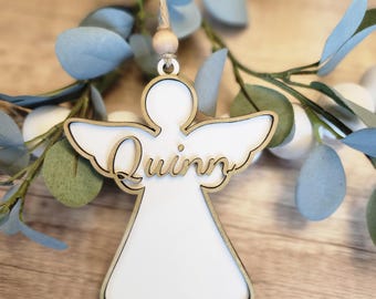 Personalized Wooden Angel Ornament 2025: Engraved Christmas Keepsake