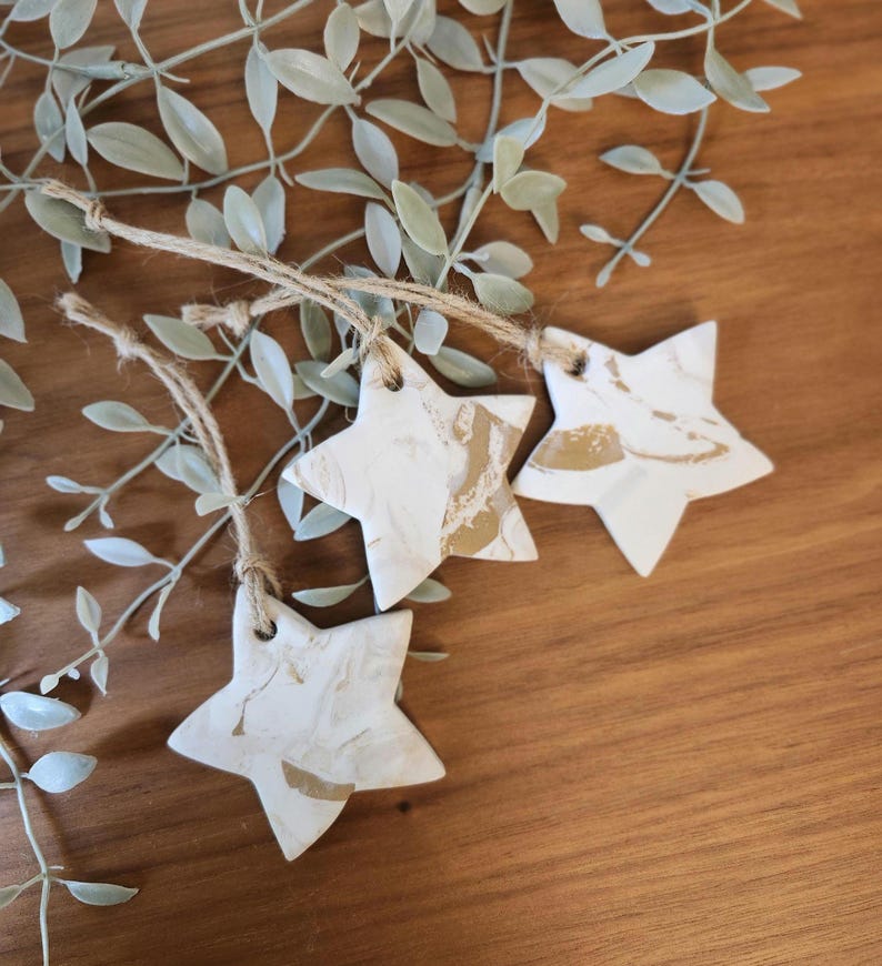 Custom Handmade Christmas Ornament Set of 3 Star Ornament Minimalist