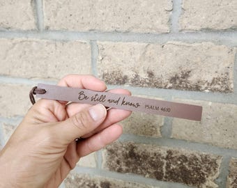 Personalized Leather Scripture Bookmark: Engraved Christian Gift