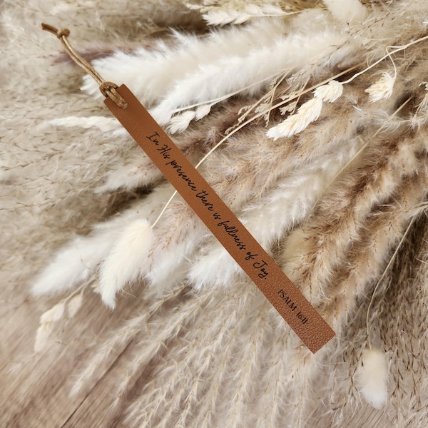 Personalized Faux Leather Scripture Bookmark: Engraved Christian Gift