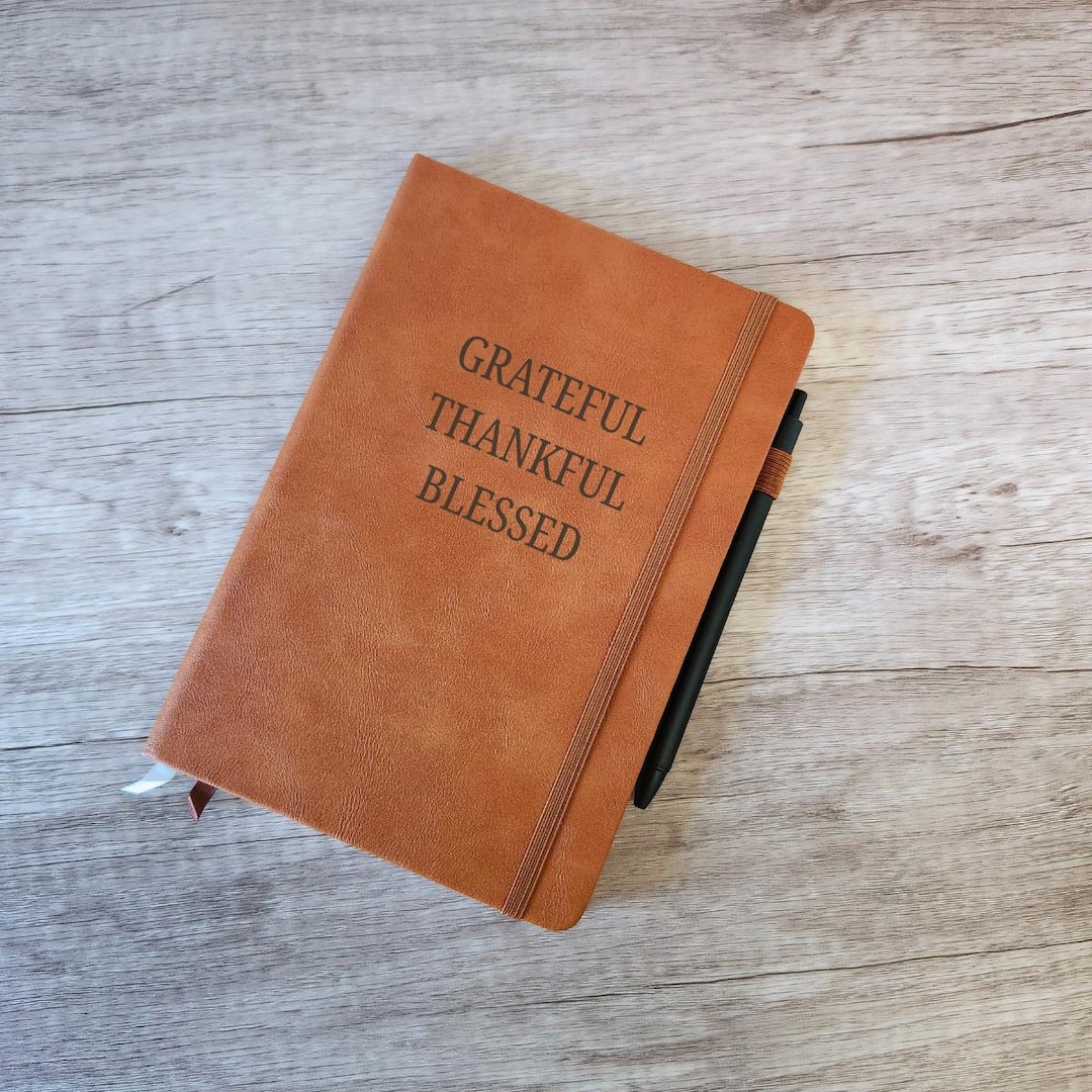 Engraved Leather Gratitude Journal: Thankful, Grateful, Blessed - Etsy