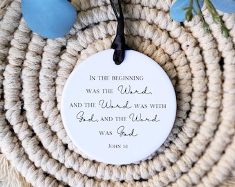 Christian Christmas Ornament In the beginning was the Word Ornament Scripture Ornament Jesus Ornament Bible Ornament friend Christian Gift