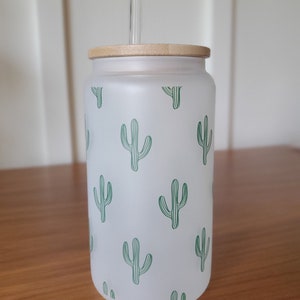 Cactus Glass Tumbler Cactus lover Iced coffee cup Cactus gift for Bridesmaid Proposal gift Girls Trip Bridesmaid Gift for Bride