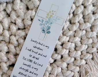 Personalized Christian Bookmark: Floral Cross, Bible Verse Gift