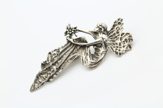 Artisan Faerie Brooch Pendant in Sterling Silver.