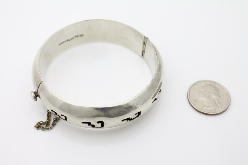 Massive Vintage Sterling Silver Taxco Hinged Bangle Bracelet w Etsy