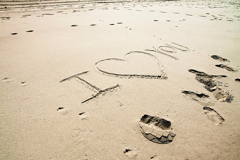 I love you Heart on the sand. Photographic Print. Valentine's Day. image 1