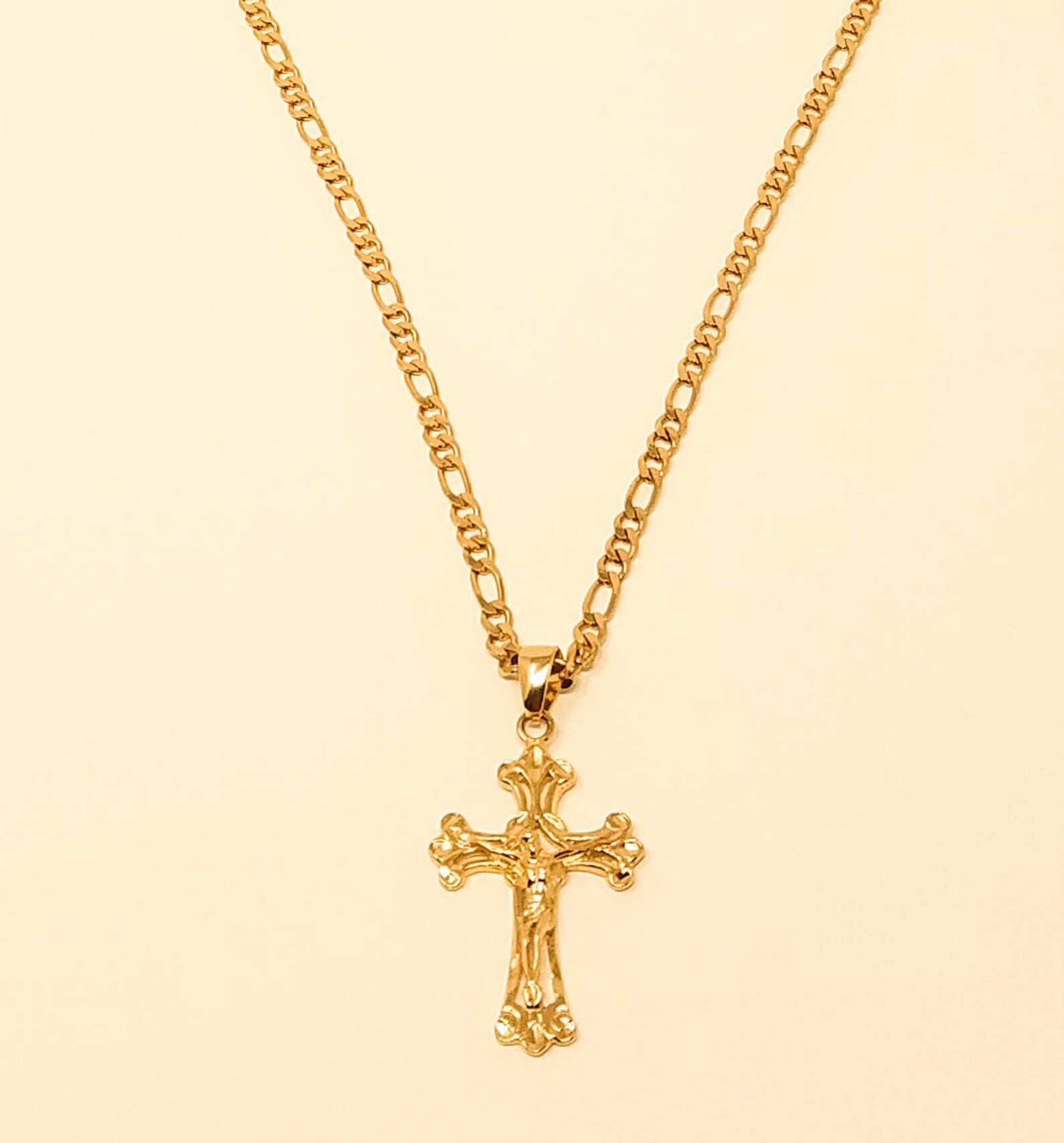 14k Gold Filled Necklace With Cross Pendant/ Christian - Etsy