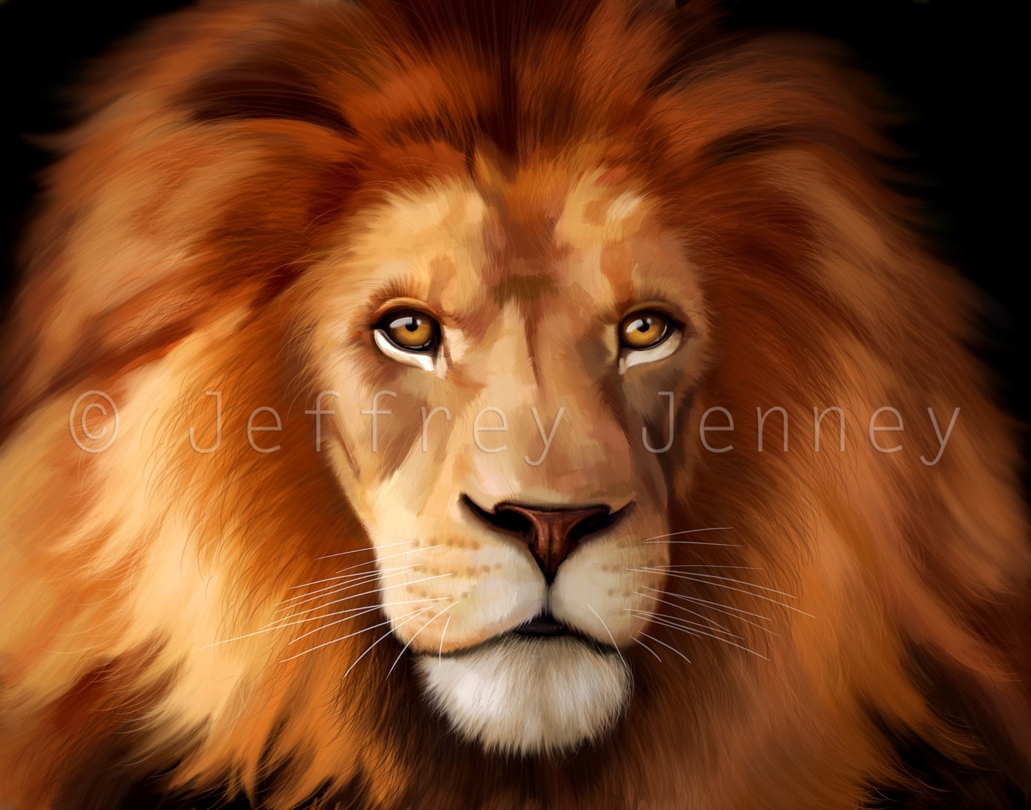 African Lion Painting Fine Art Print From an Original Etsy