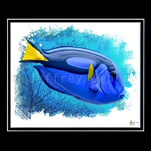 Blue Tang Print Fine Art Print From An Original Painting 8x10 By Jeffrey Jenney Ocean Art Fish Art Fish Painting Finding Dory image 2