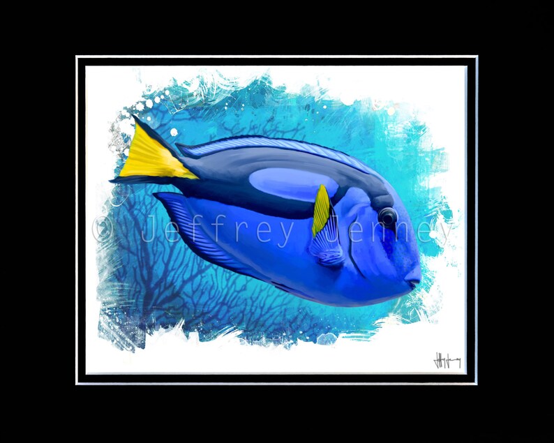 Blue Tang Print Fine Art Print From An Original Painting 8x10 By Jeffrey Jenney Ocean Art Fish Art Fish Painting Finding Dory image 2