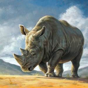 Rhino Print - Fine Art Print From An Original Painting - 8x10 - By Jeffrey Jenney - Animal Art - Rhino Painting - Rhino Art