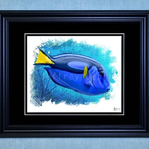 Blue Tang Print Fine Art Print From An Original Painting 8x10 By Jeffrey Jenney Ocean Art Fish Art Fish Painting Finding Dory image 3